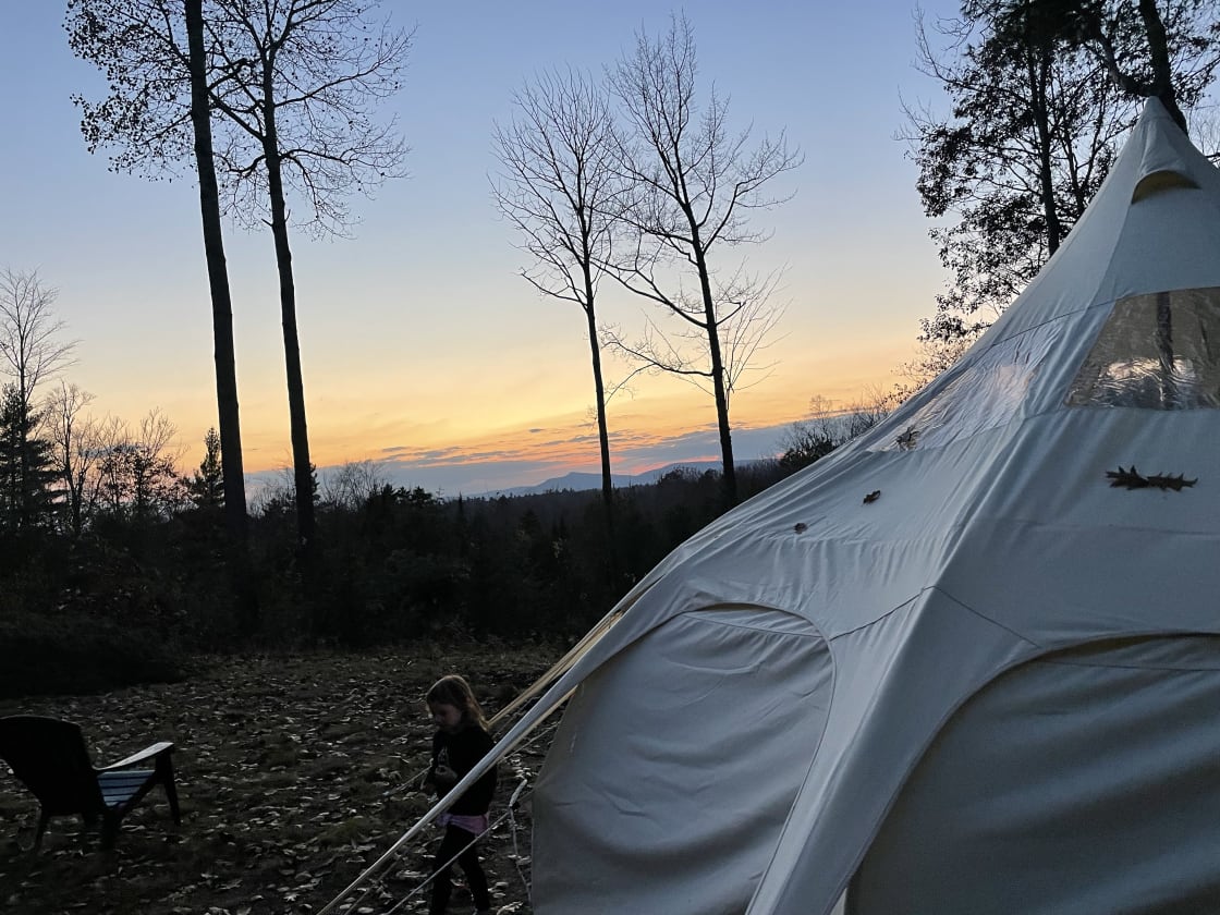 This is the perfect time of year for sunsets up at the tent. The foliage is starting to really pop too!
