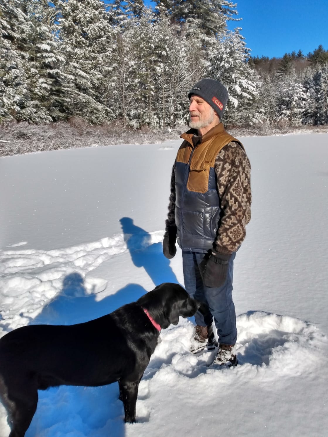 On Champion Pond with Cliff & Watson the friendly black lab. Beautiful and totally silent!