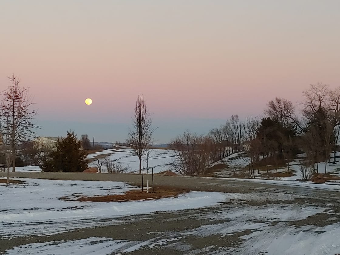A beautiful full moon sunset.