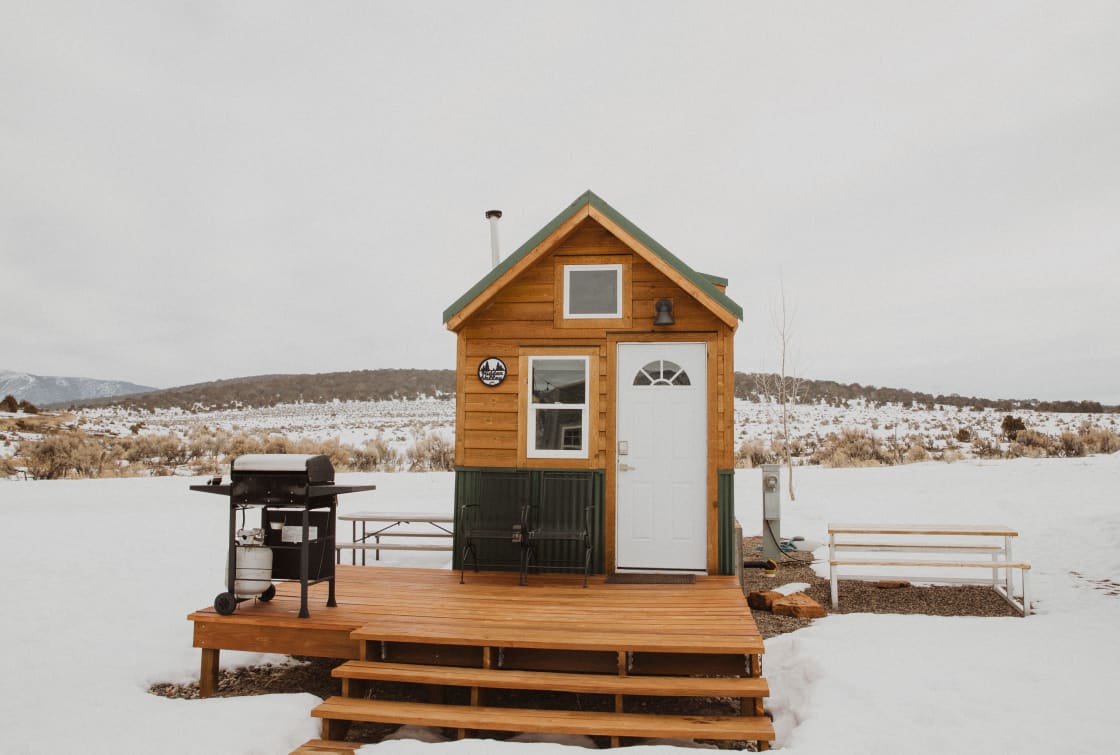 Each tiny home has a different personality, designed for different groups. This would be the perfect getaway for lovers or friends, comfortably sleeping three people. 