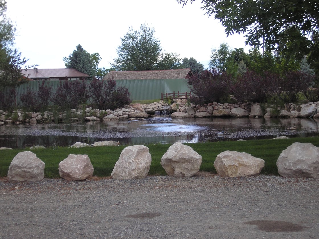 You will park your RV by the pond on our gravel driveway.