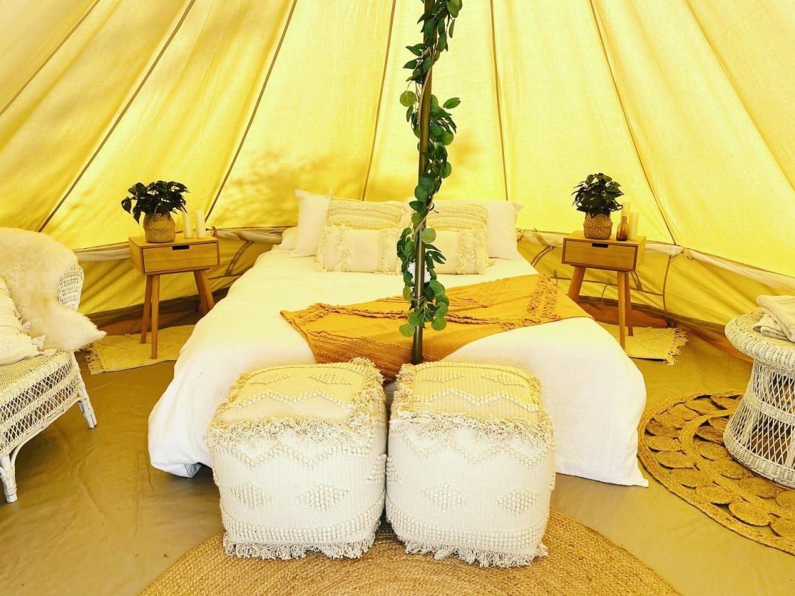 Zen and relaxing - the inside of one of our bell tents