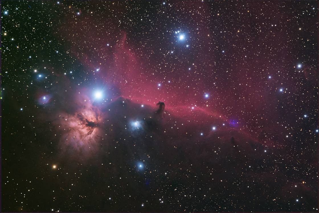 Photo By Mikko Warris 02.06.22  Horsehead Nebula IC434. 10 × 300s in RGB and 20 × 300s in H filter.