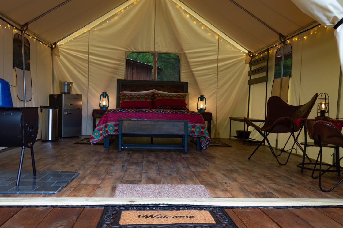 The interior of the tent