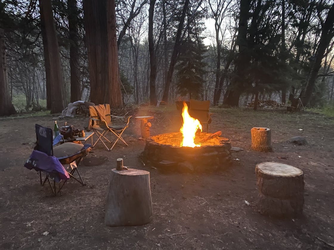Large fire pit in main camp.