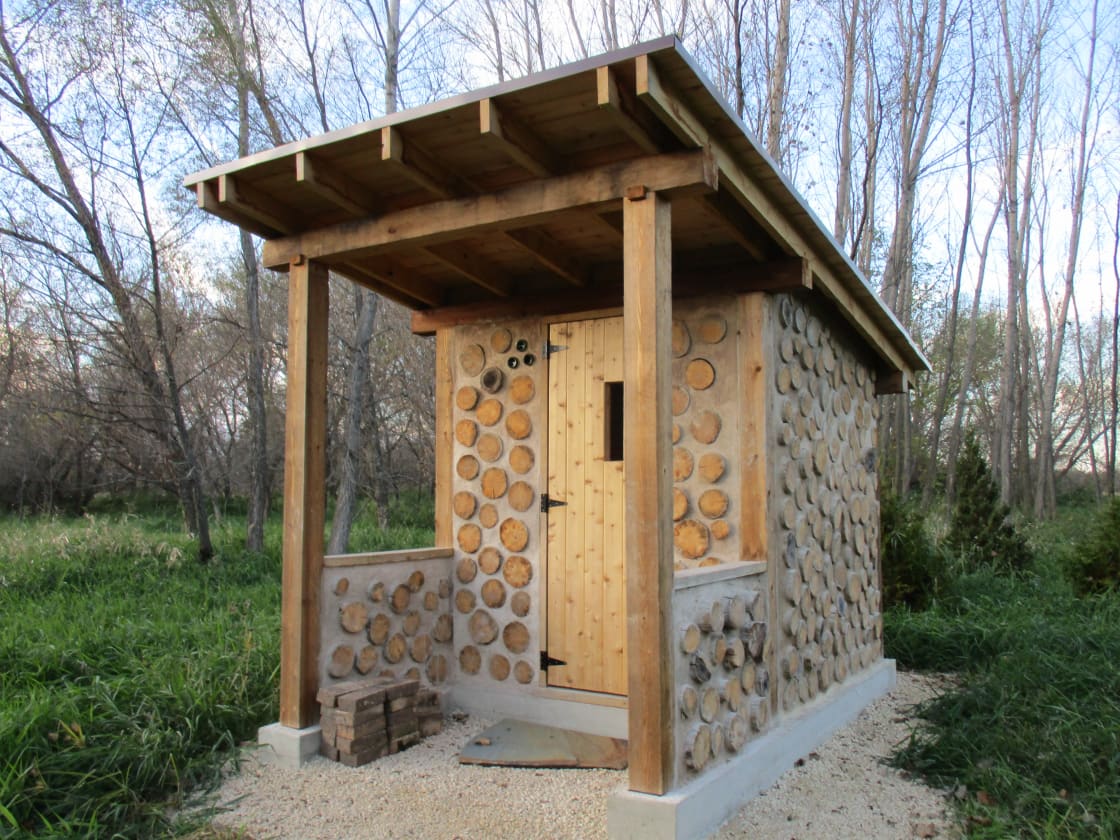 handbuilt cordwood sauna - can be rented as an extra