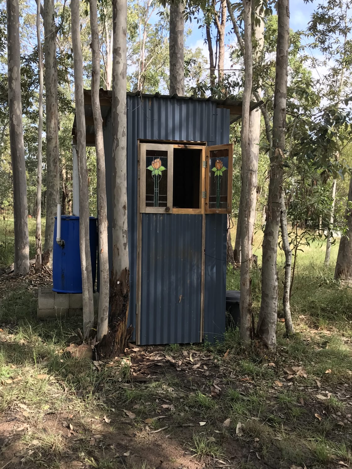 Private compostable toilet nestled amongst the gum trees.