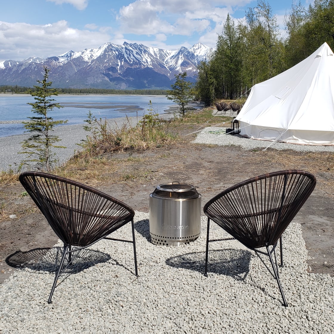Each tent comes with its own Solo Stove, seating for two and incredible views!
