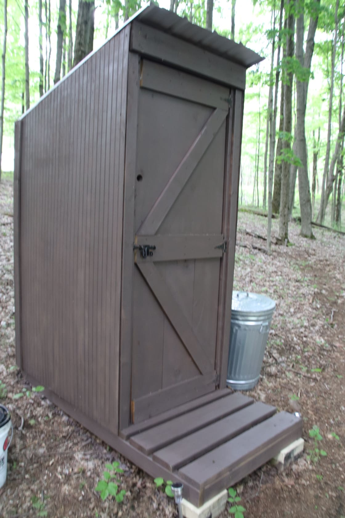 Composting toilet. It's like an outhouse but with no smell.
