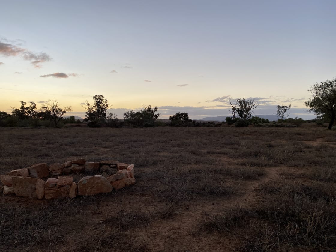 The sunsets and sunrises will be perfect at your campsite- and the stars will be awesome! From this angle, you will see the Elder Range and Wilpena Pound in the distance.