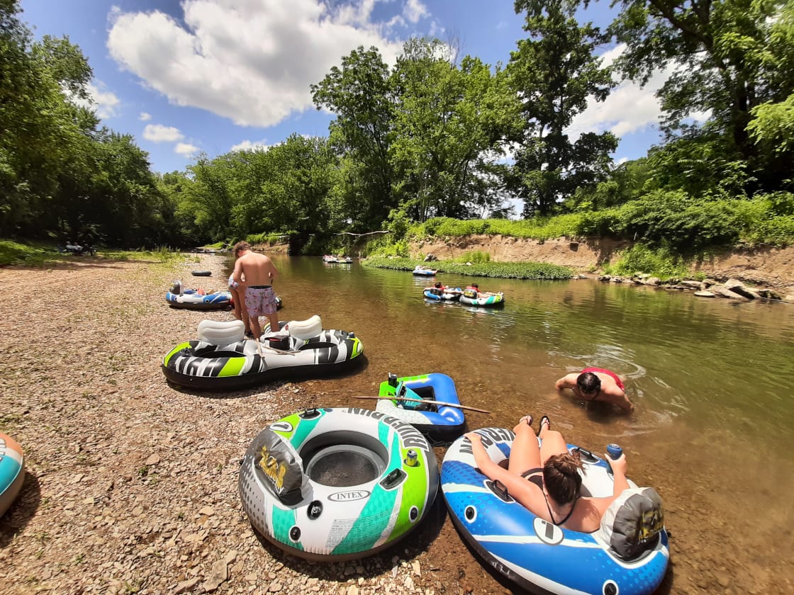 We offer kayak rentals and lazy river tubing. And shuttle service for both whether you use your gear or ours. This is one of the more popular swimming holes that also has a rope swing