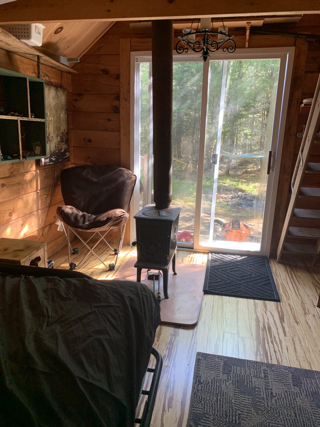 Inside cabin looking out