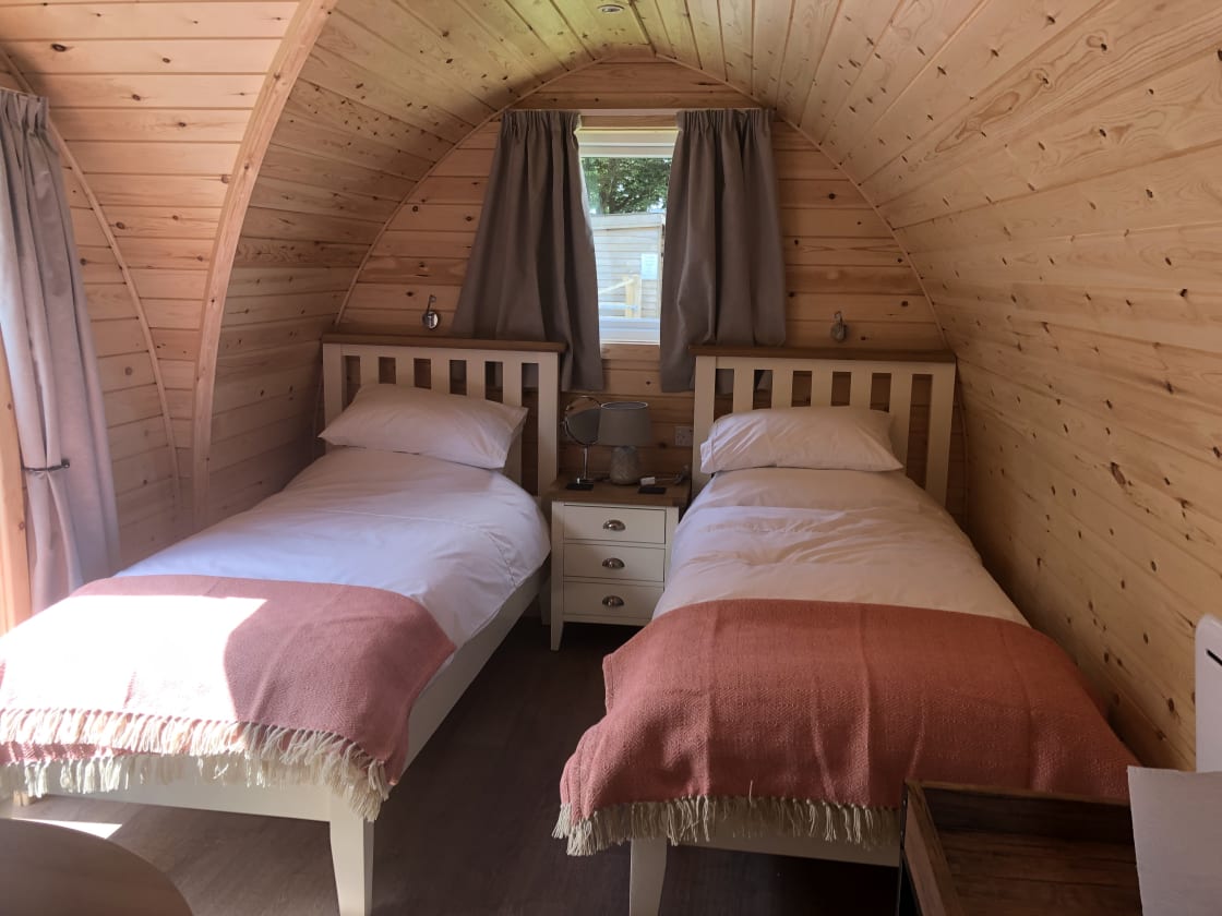 Inside the Twin Glamping Pod