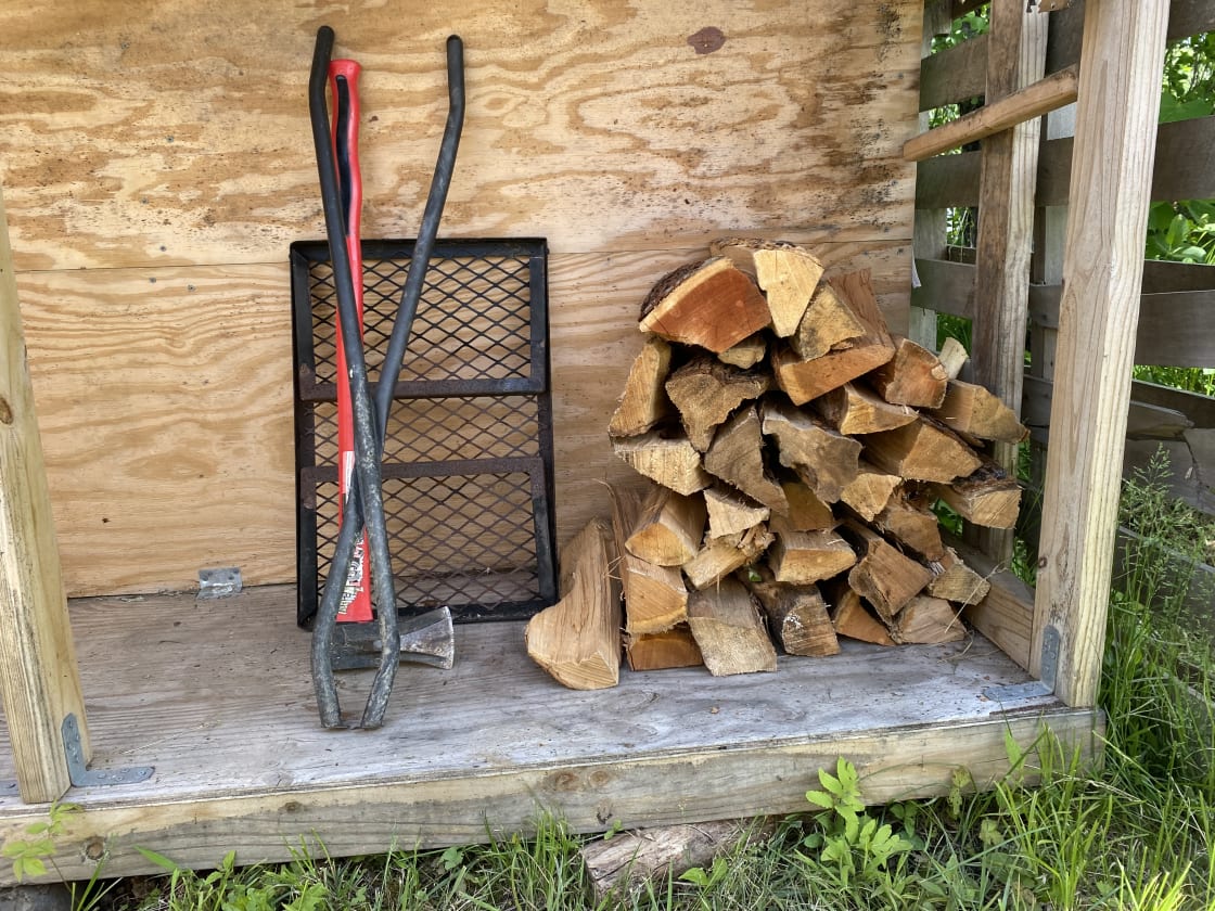 With the nightly price, two bundles of firewood are provided.  Pictured is 4 bundles for two nights