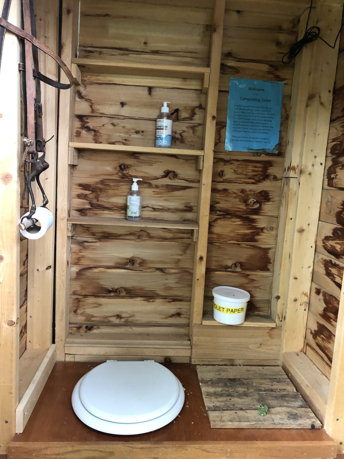 Interior of the outhouse.