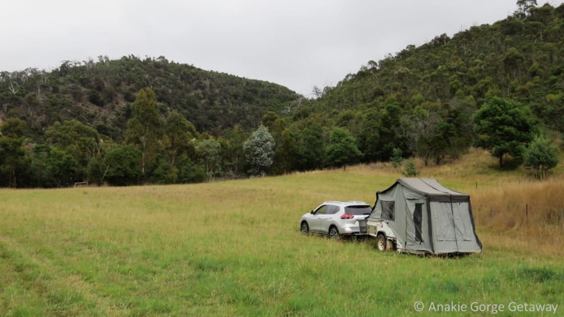 Camping with Anakie Gorge & Brisbane Ranges in background. 