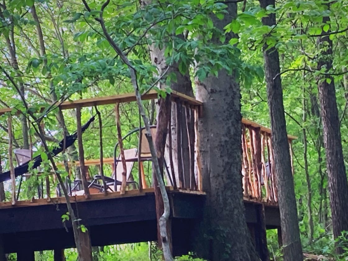 This unique site has a treehouse feel.