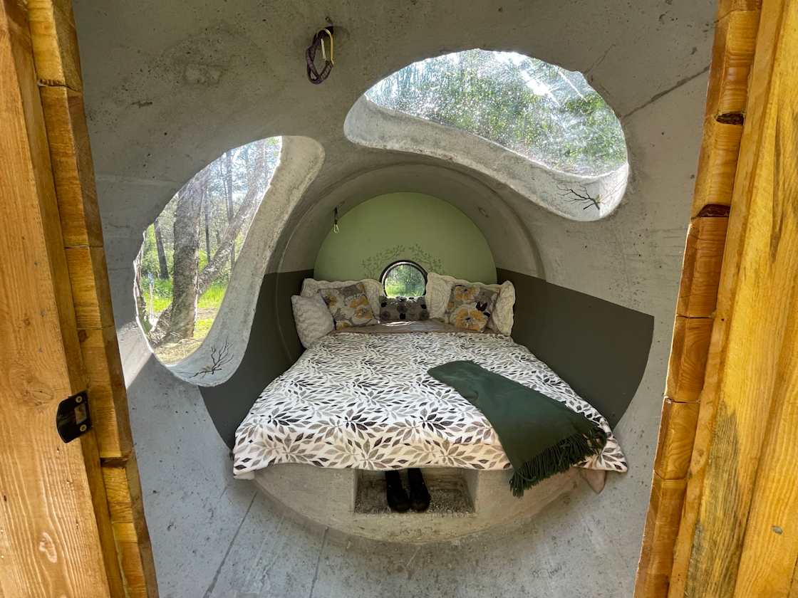 Inside the Glacier Glamp Stargazer Tube Tent.
