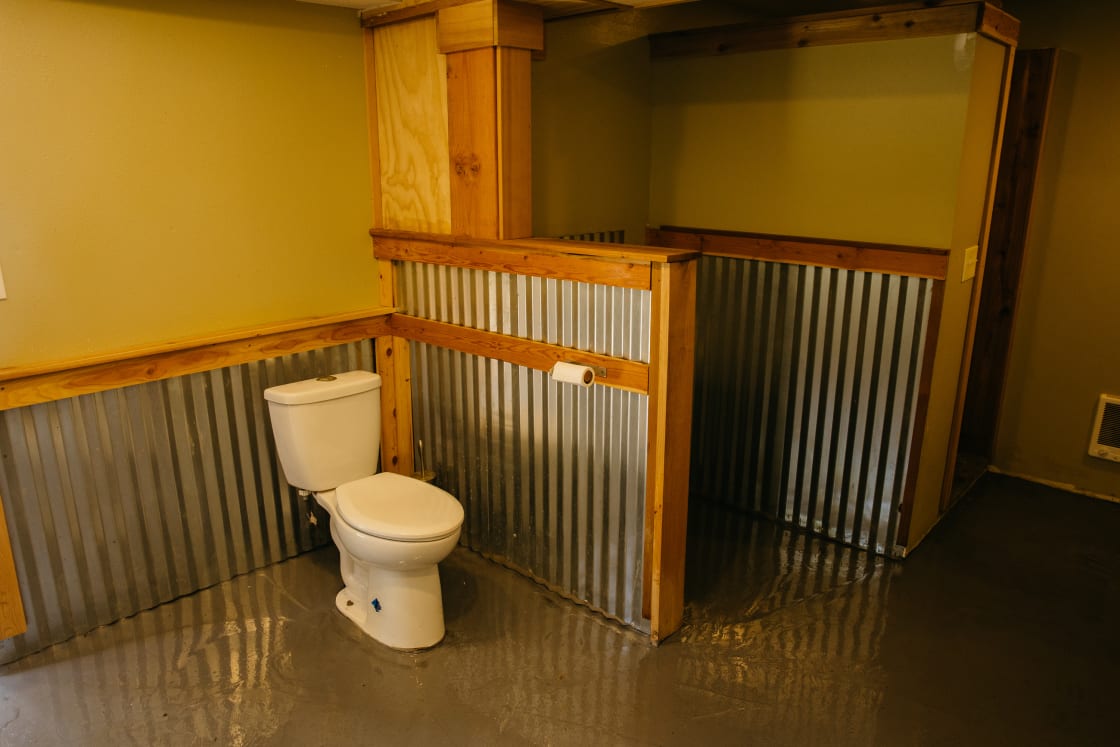 What a treat to have access to a bathroom like this when camping! 