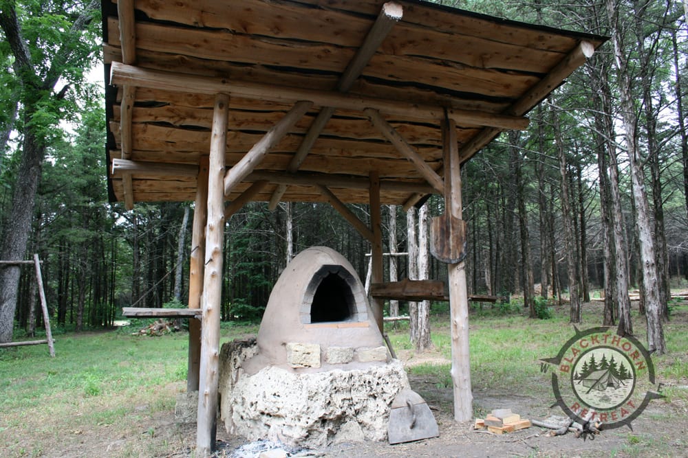 Wood fired pizza oven.