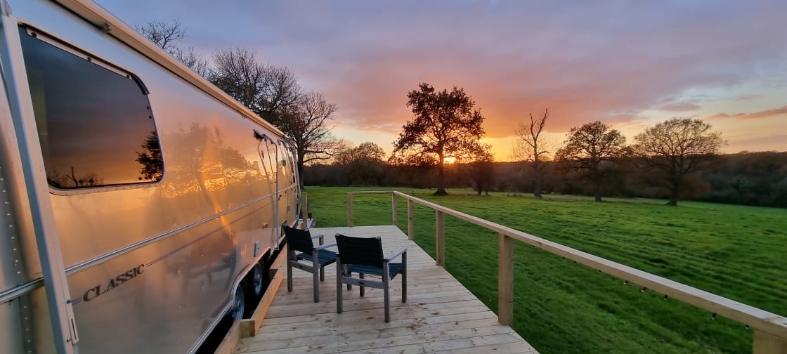 The 30ft Iconic American Airstream with private decking area to watch the sunsets