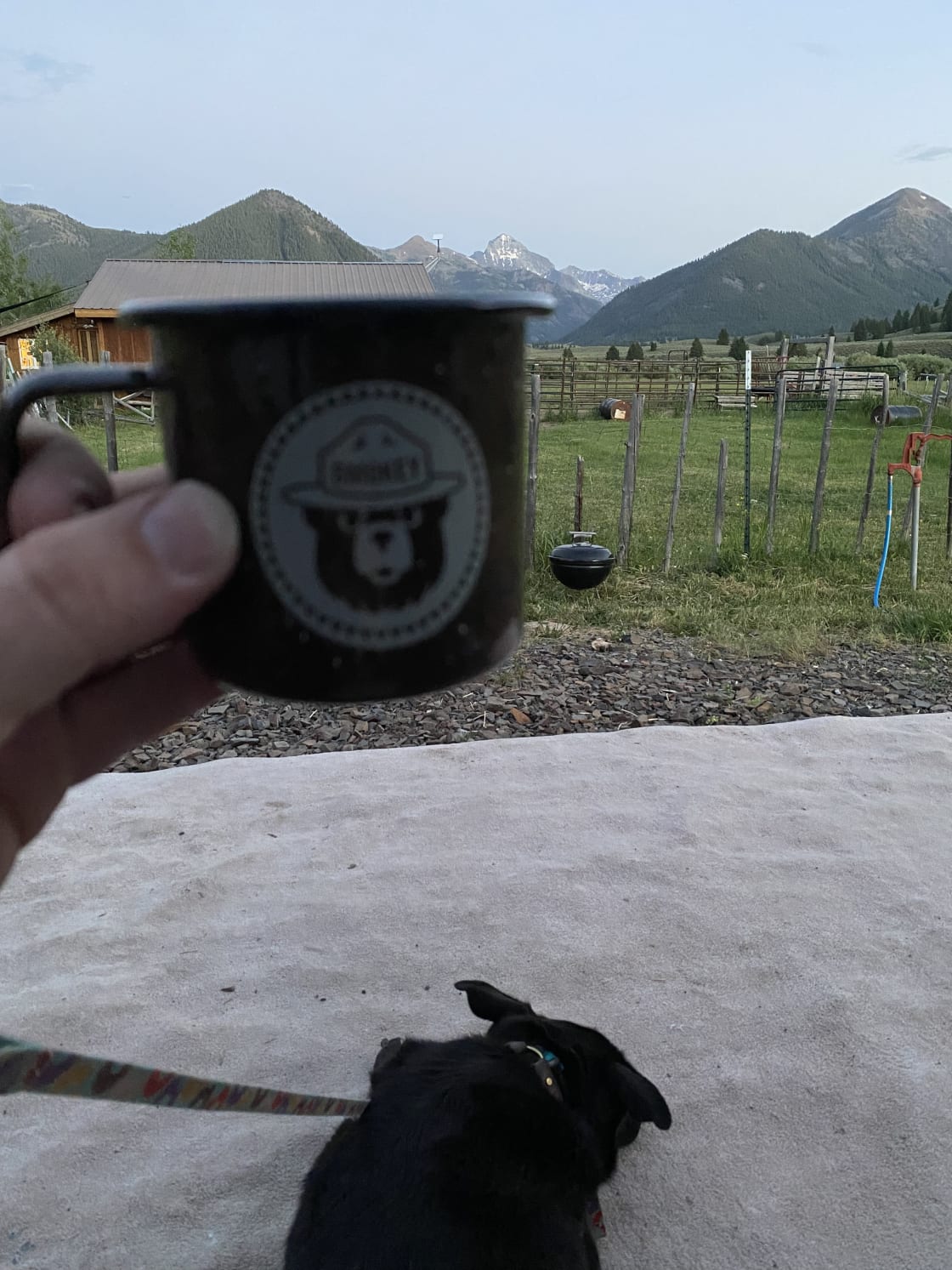 Bourbon in a camp mug is one way to enjoy the evening