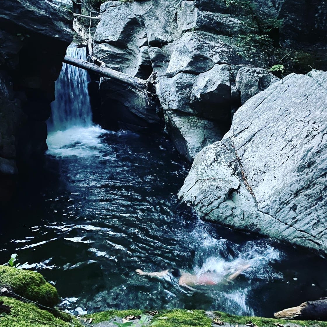 secret swimming waterfalls are all around us in the hills :)