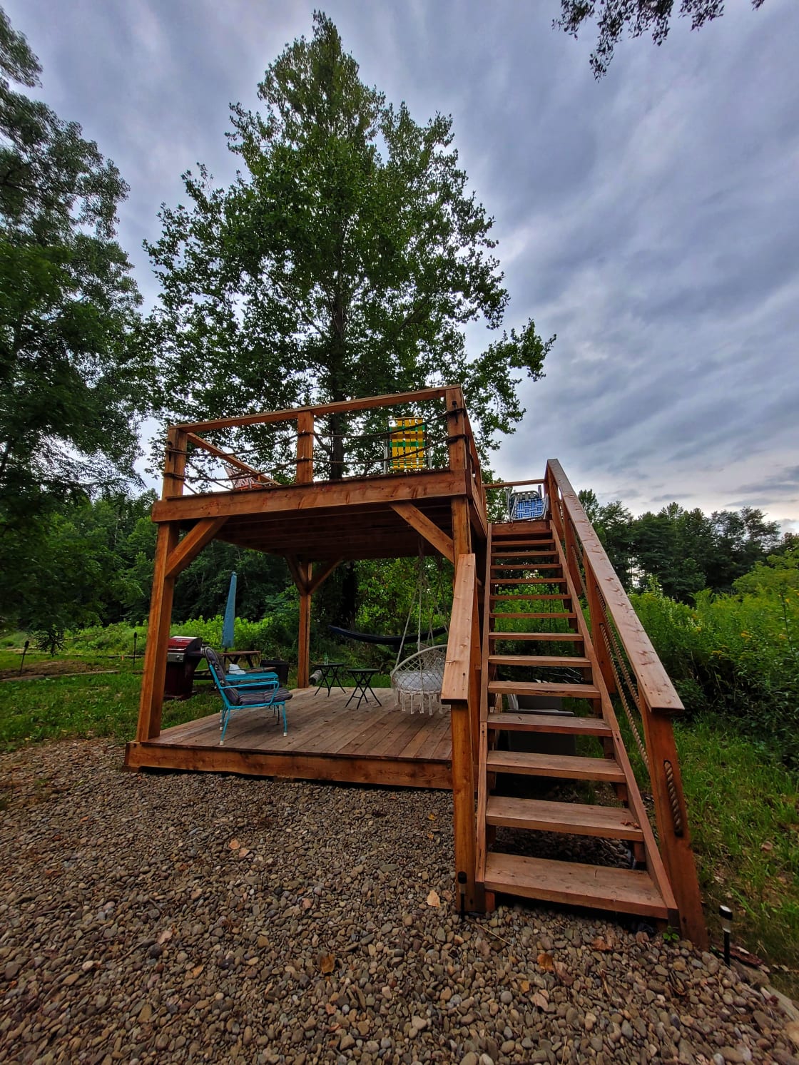Bring your tent to the top level for a treehouse feel!