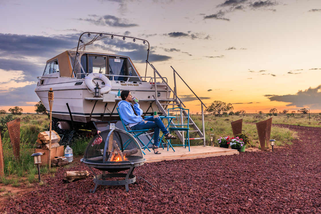 We enjoyed a campfire outside the land yacht