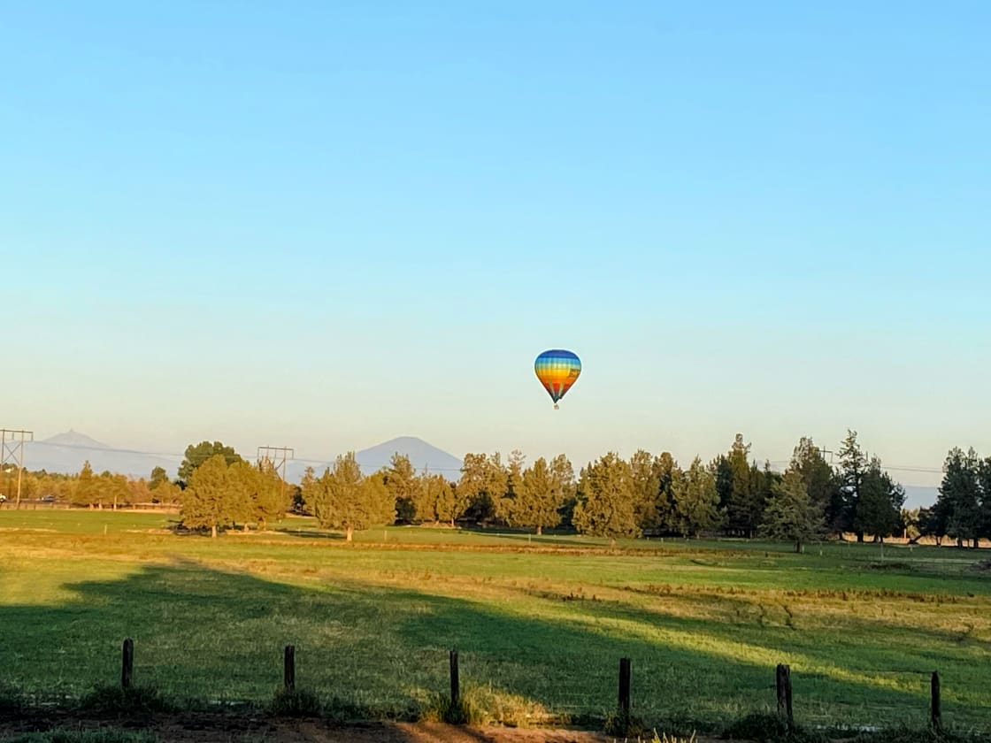 My back yard. This Balloon just floated right over my house and right where you would be camping. Mornings and evenings spring and fall