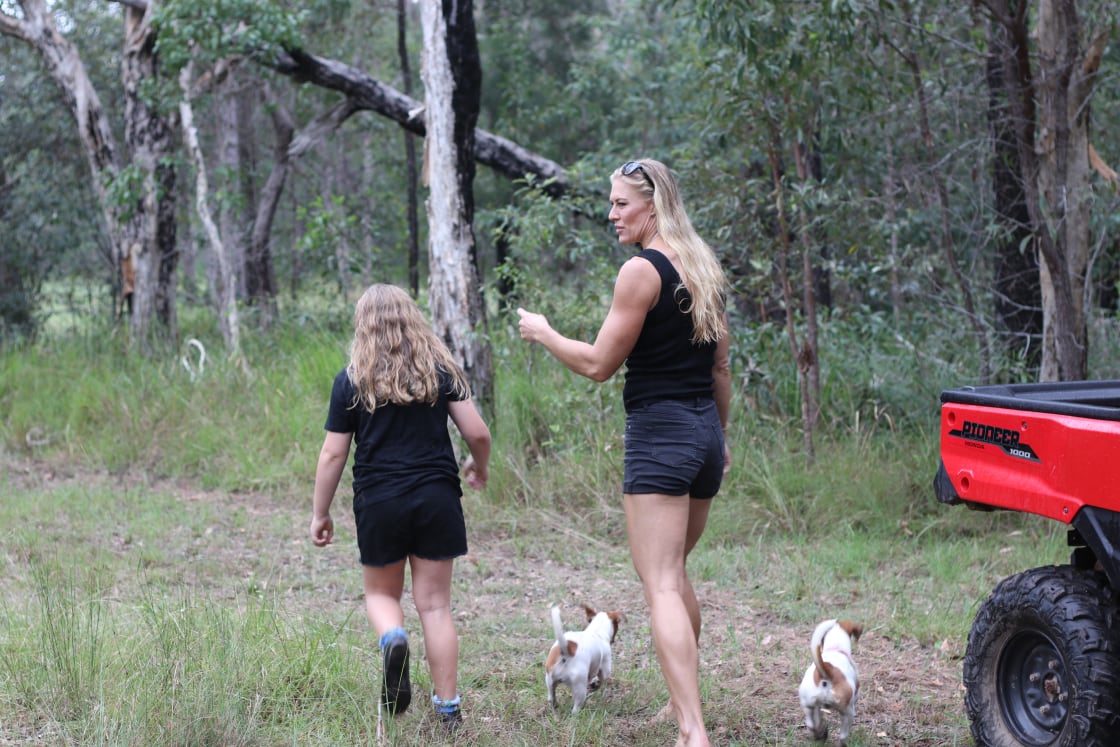 Bush walks with the kids and dogs!