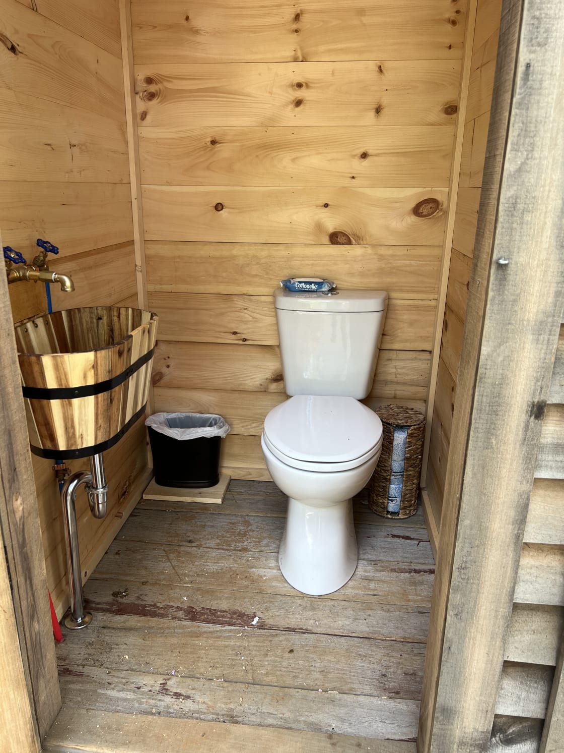 Inside outhouse at yurt. 