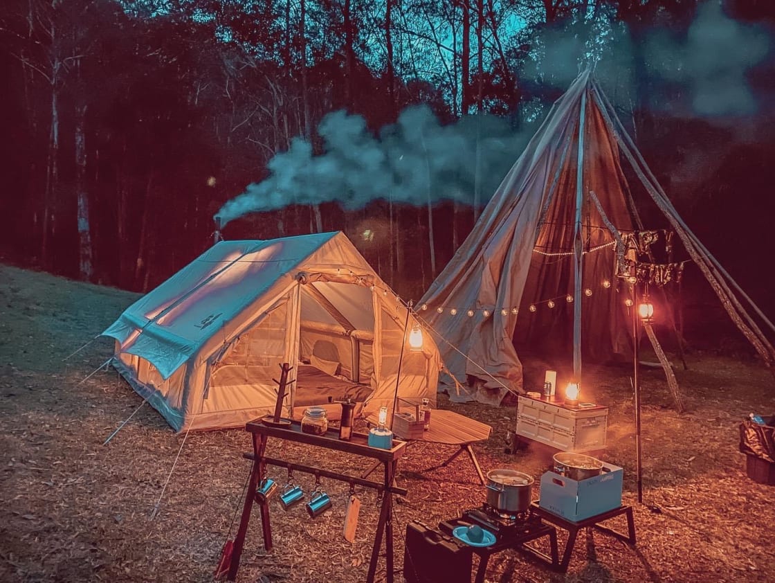 example of set up with guests bringing a glamping tent