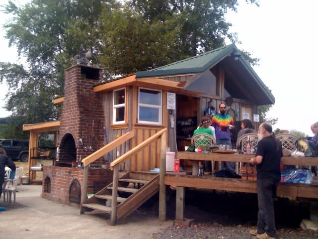 This is the pier kitchen building.  Next to this is the large brick barbecue along with a propane barbecue.