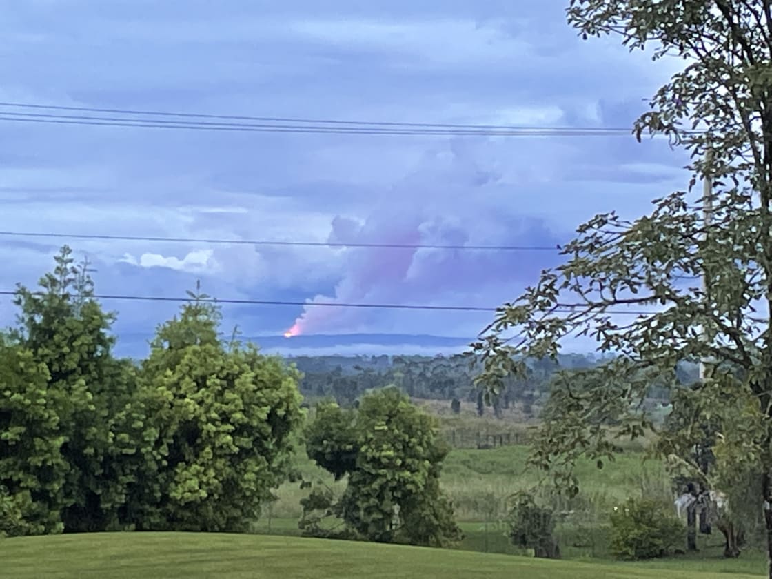 The view of Mauna Loa eruption from the farm.