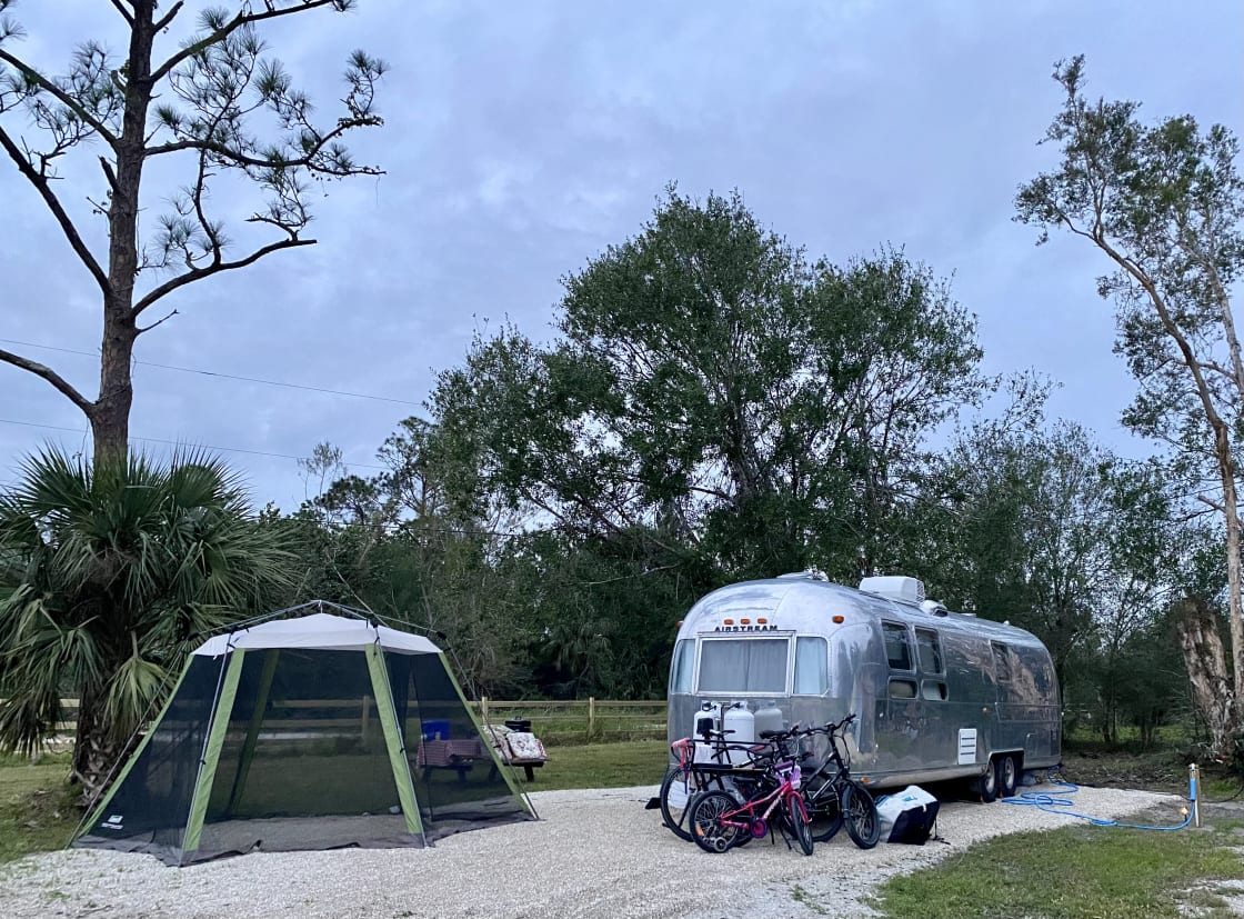 RV Site # 2 - 31 Foot Airstream with picnic table (available upon request) and outdoor canopy