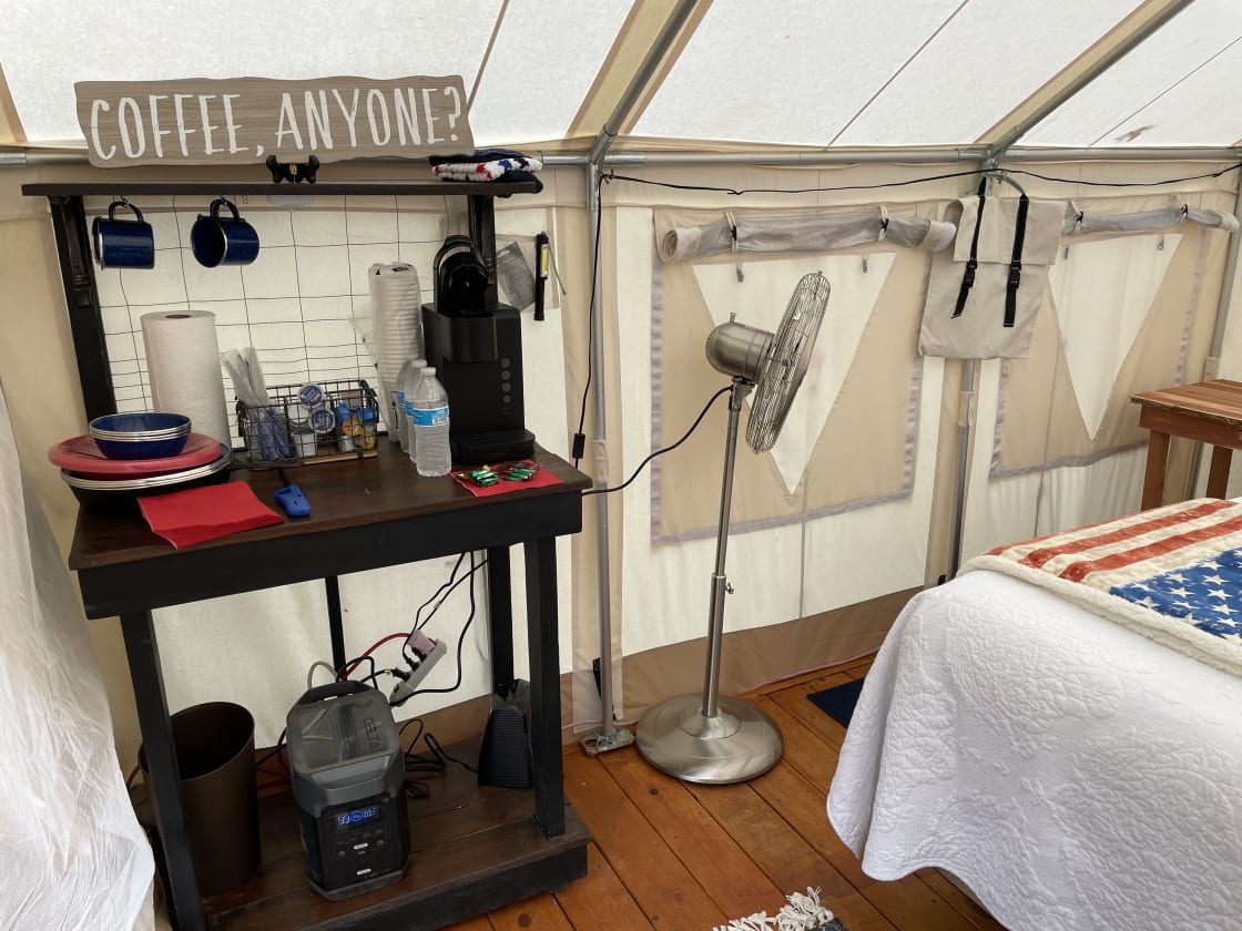 Coffe Station in the Freedom Glamp Site