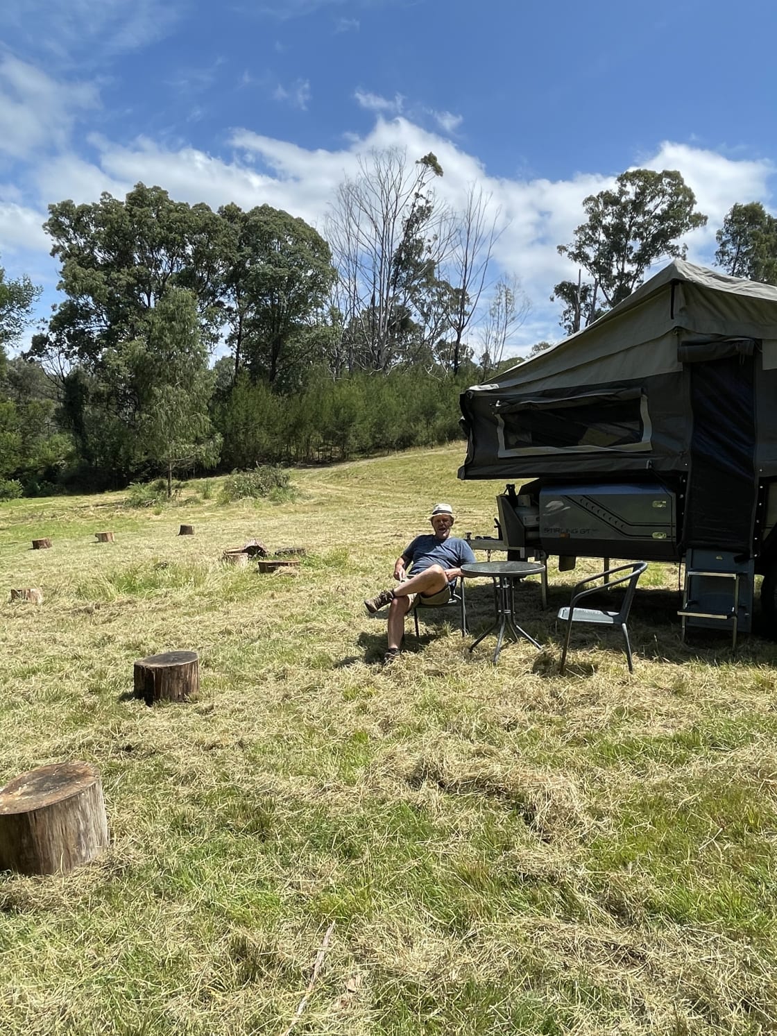 Camp site at bottom of a paddock