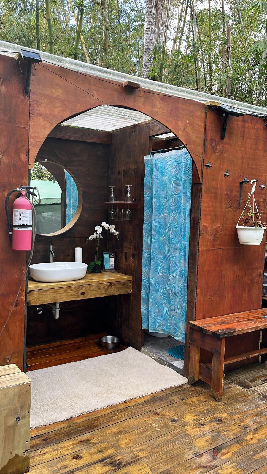 Lavatory with Bamboo shower