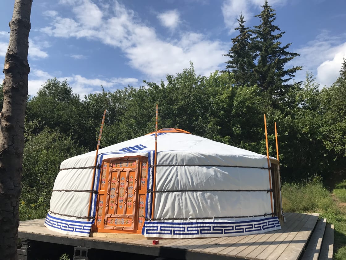 Secluded yurt down by the river