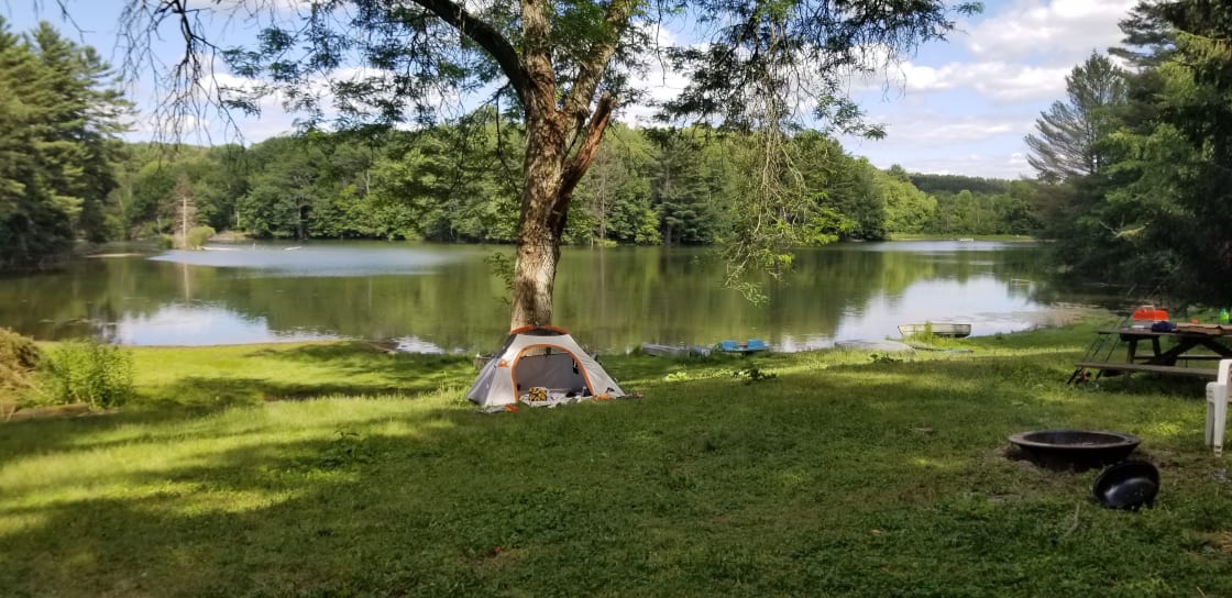 Tent site 26 is lakeside