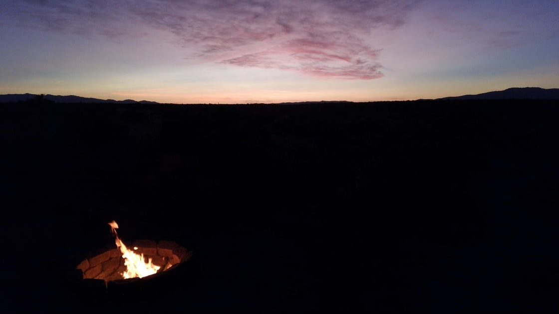 Site B01 Firepit at Sunset
