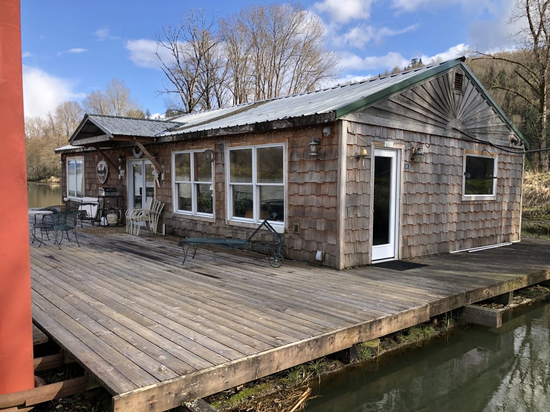 The houseboat is around 1,400 square feet