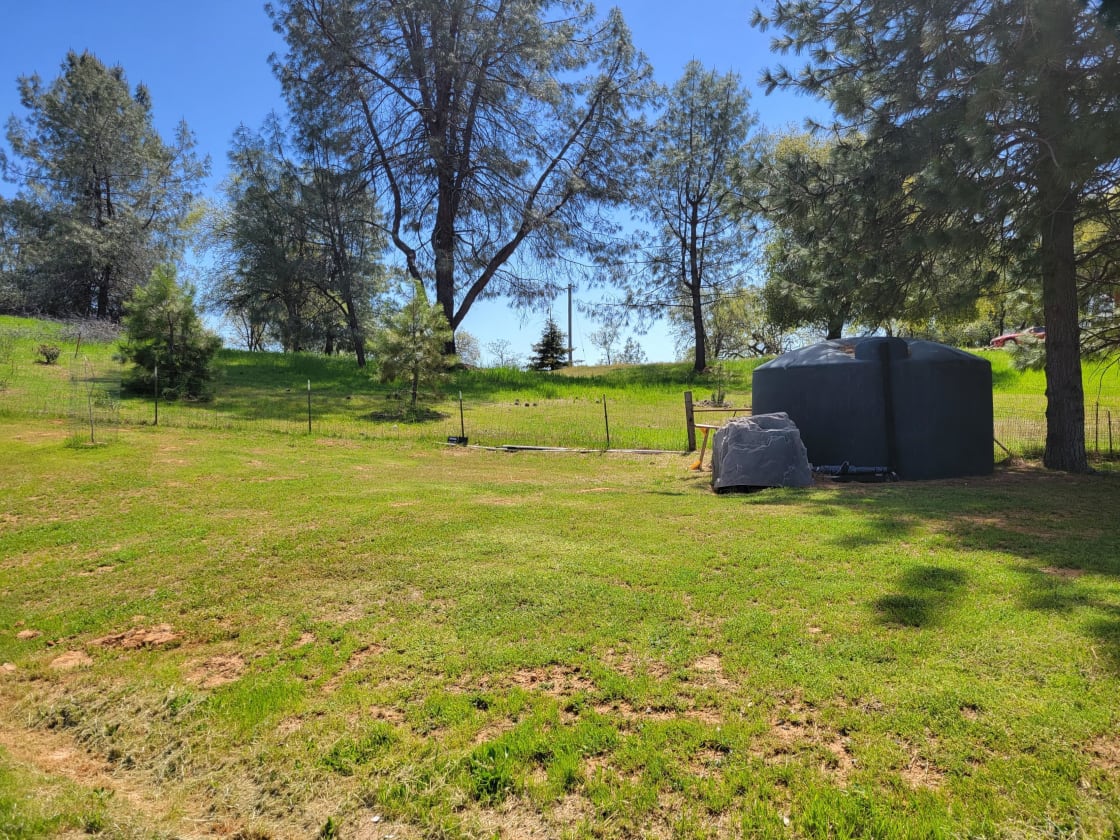 Additional space for tents to the left of water tank