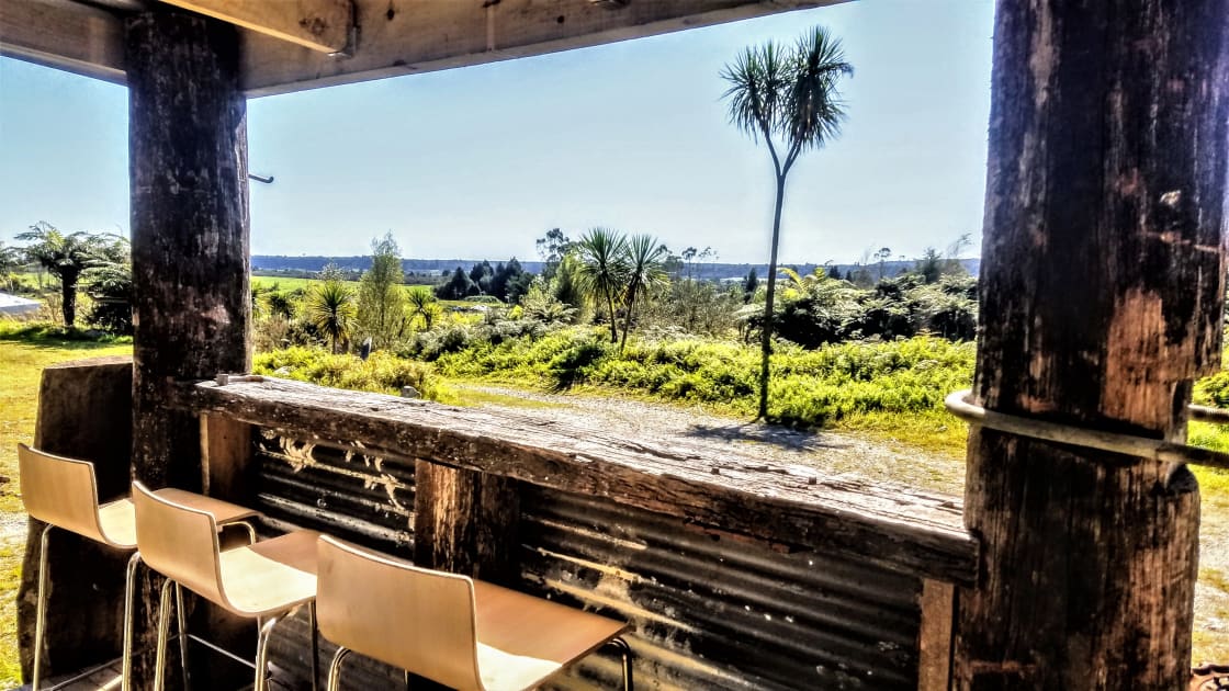 Take in the views from the covered kitchen area.