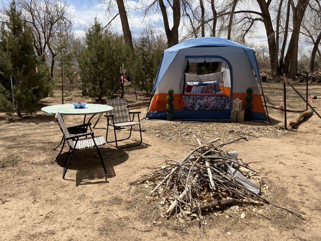 The glamping site on the Arkansas River.
