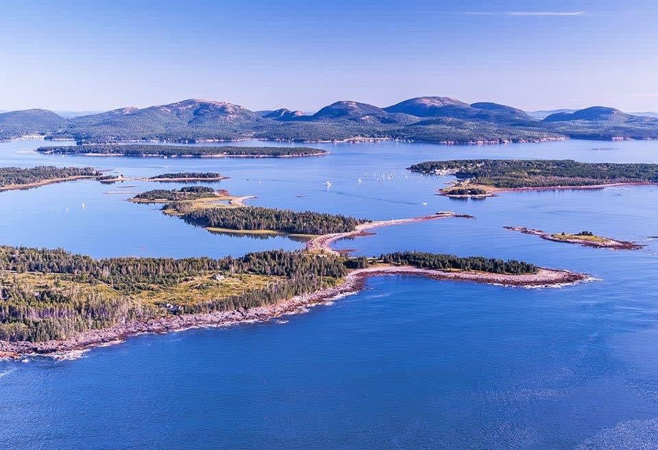 Great Cranberry island in foreground with Acadia National Park / Mount Desert Island in background 