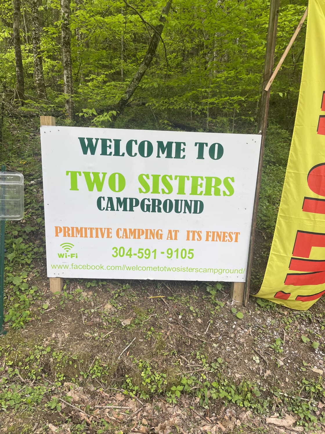 Sign at the entrance of campground 