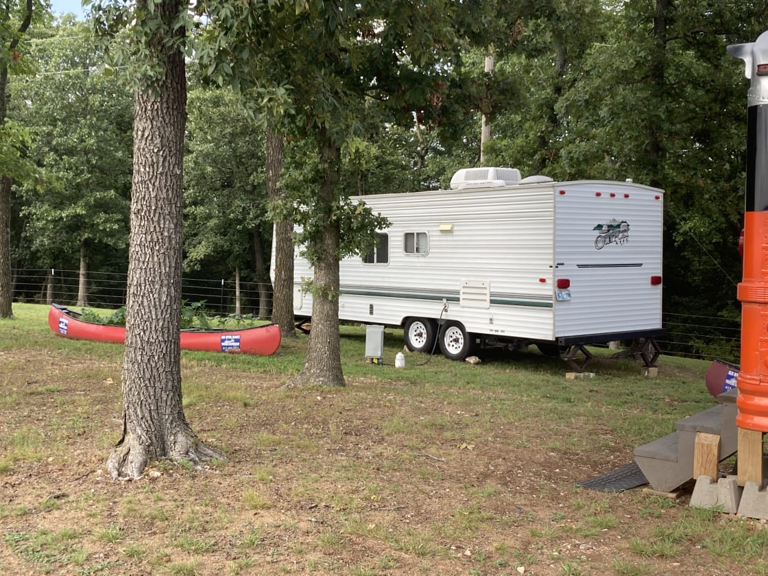 The camper shares connections with rv site 2.