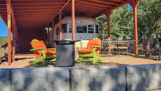 Sit under the dark sky and view the stars- propane fire table, grill and table/chairs for dining